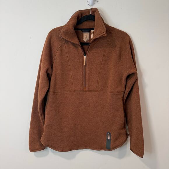 Indygena Women's Hiti Fleece Half Zip Fleece Polartec Orange Brown Small - Picture 1 of 7